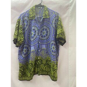 Earthbound Trading Co. Men's XXL Button Down Boho Style Short Sleeve Shirt